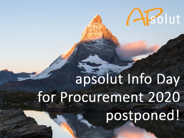 The apsolut Info Day for Procurement 2020 is postponed due to growing health concerns